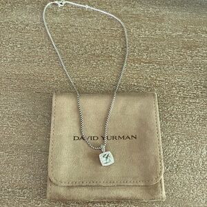 David Yurman Petite Albion Halo Cushion Pendent Necklace